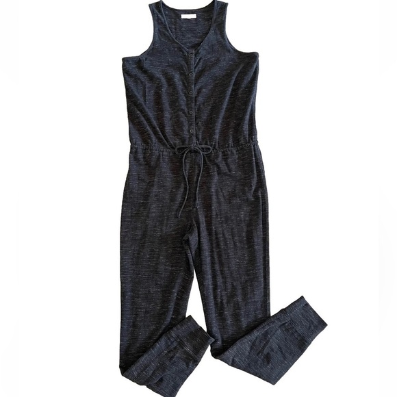 Madewell Jumpsuit XS Sleeveless Jogger Black Heather Scoop Neck Lounge Travel - Picture 1 of 6